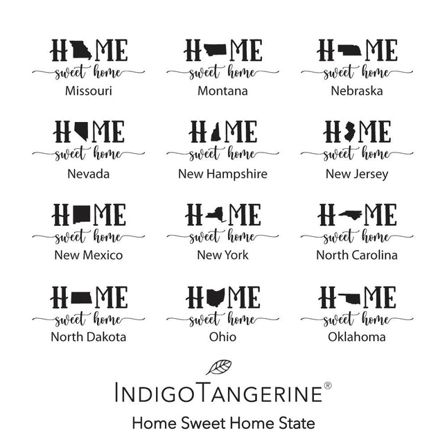 Home Sweet Home (with State) - Custom Rectangular Canvas Pillow