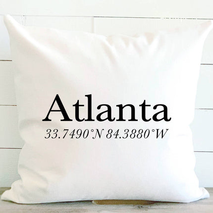 City and Coordinates - Custom Square Canvas Pillow