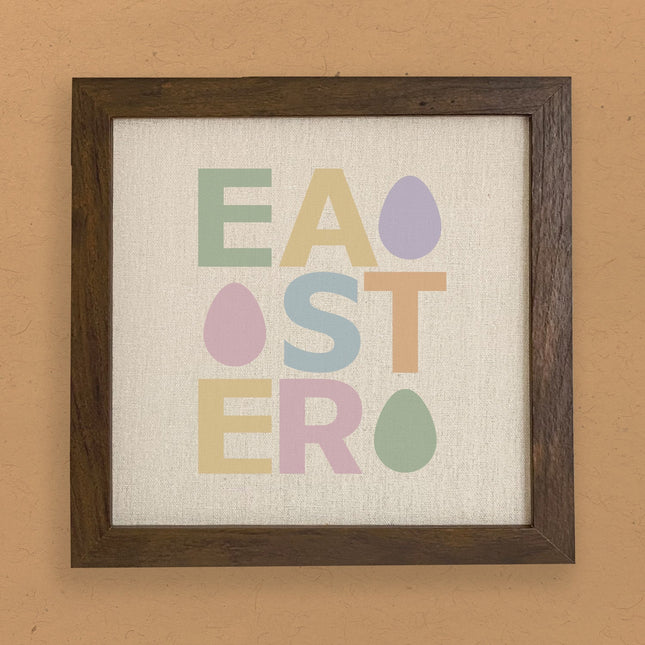 Easter Text with Eggs - Framed Sign