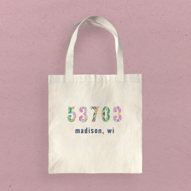 Vibrant Tiles w/ City, State, Zip - Custom Canvas Tote Bag