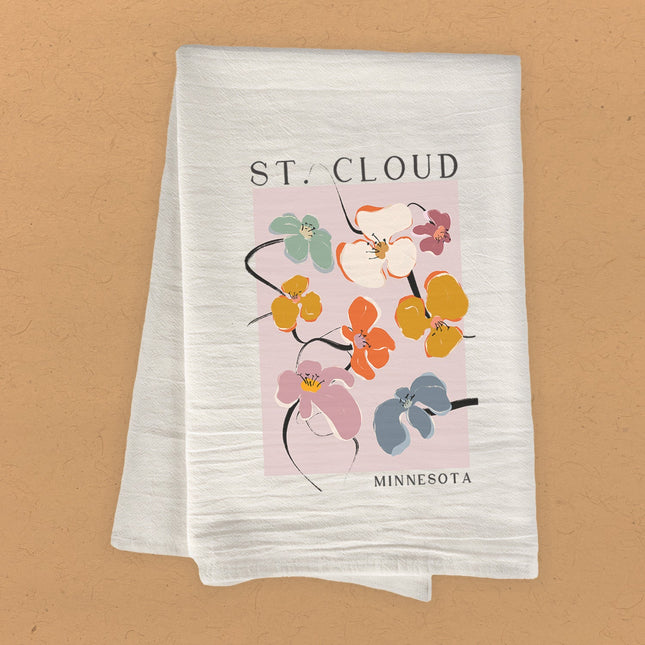 Floral Poster City State - Custom Cotton Tea Towel