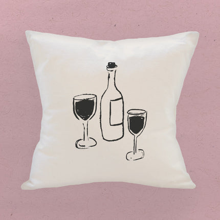 Wine and Glasses - Square Canvas Pillow