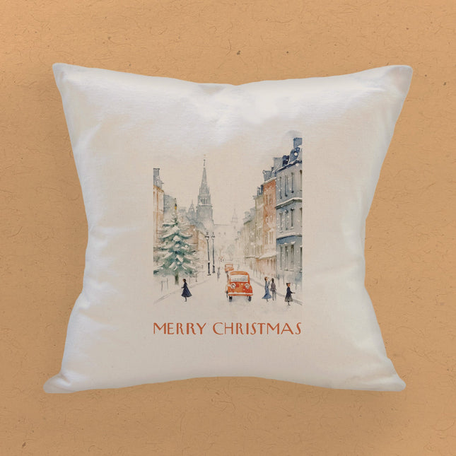 Vintage Christmas Poster - Square Canvas Pillow