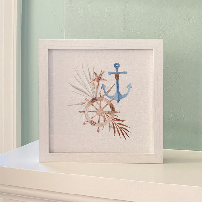Ship Wheel Anchor - Framed Sign