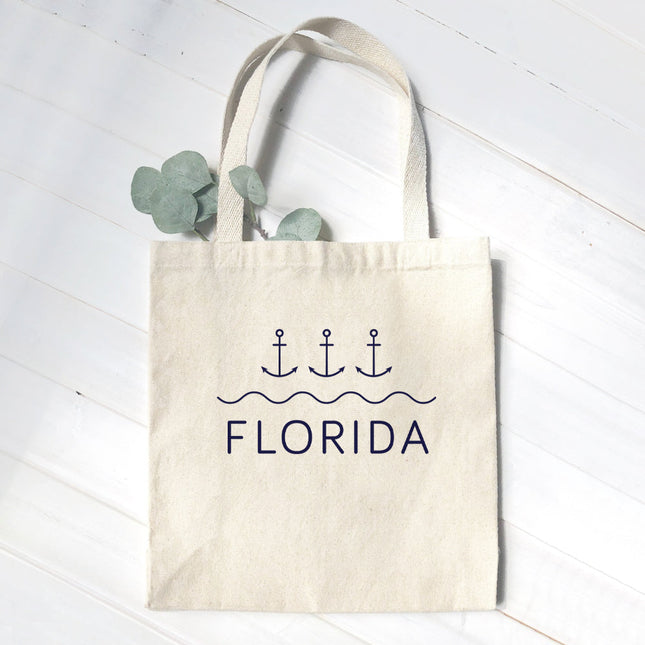 Three Anchors w/ State - Custom Canvas Tote Bag