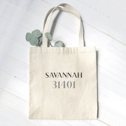 Classic Serif w/ City, Zip - Custom Canvas Tote Bag