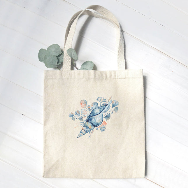 Watercolor Tulip Shell - Canvas Tote Bag