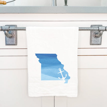 Watercolor State with Anchor - Custom Cotton Tea Towel