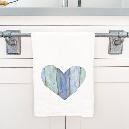 Coastal Wood Heart - Customizable Cotton Tea Towel