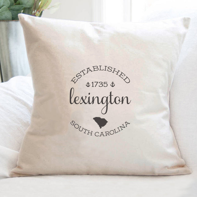 Circle Est, City, State w/ Anchors - Custom Square Canvas Pillow