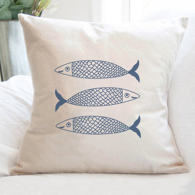 Hand Drawn Sardines - Square Canvas Pillow