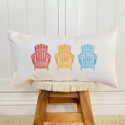 Three Adirondack Chairs - Rectangular Canvas Pillow