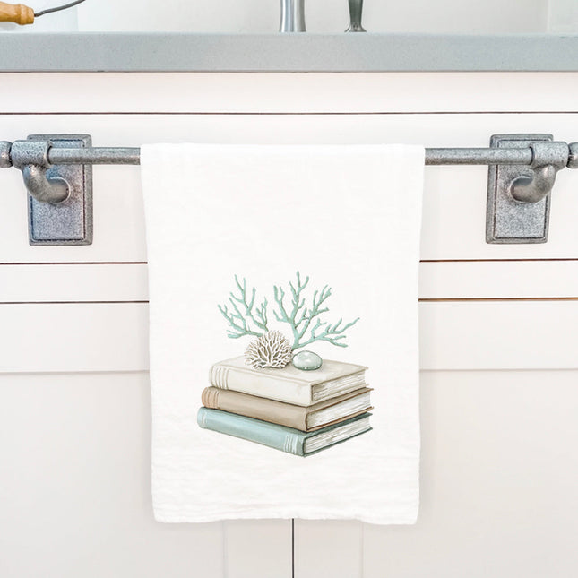 Coastal Book Stack - Customizable Cotton Tea Towel
