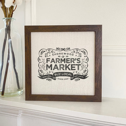 Vintage Farmers Market w/ City Est - Custom Framed Sign
