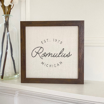 Vintage Script City w State EST - Custom Framed Sign