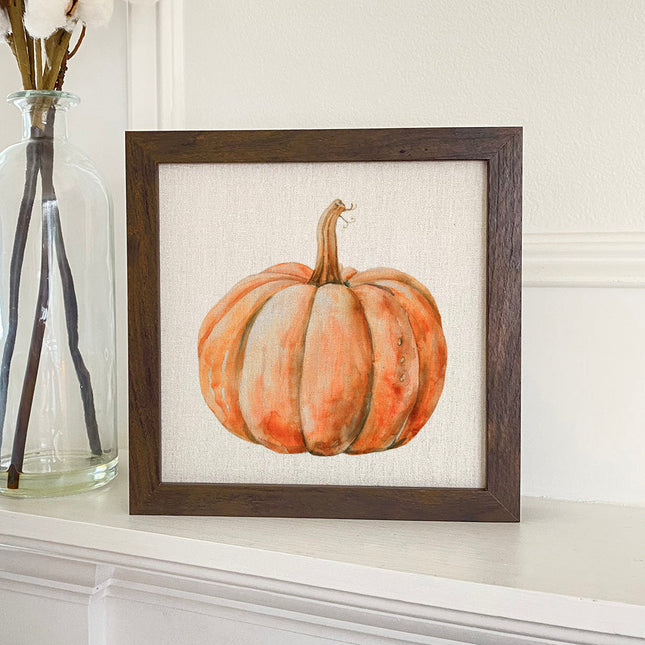 Watercolor Pumpkin - Customizable Autumn Framed Sign