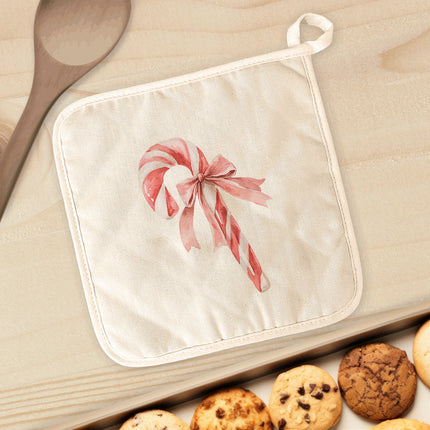 Candy Cane with a Bow - Customizable Cotton Pot Holder