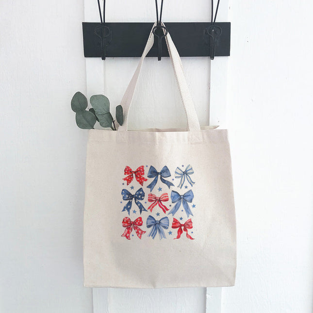 Red, White and Bows - Patriotic Canvas Tote Bag