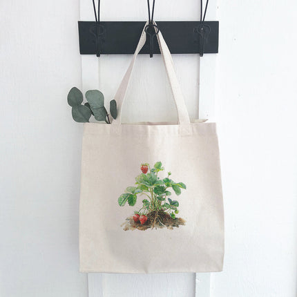 Watercolor Strawberry Plant - Canvas Tote Bag
