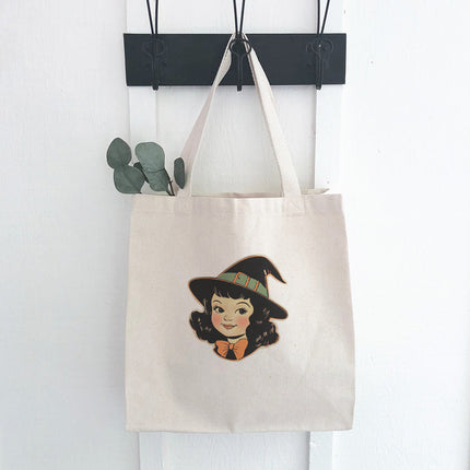 Retro Halloween Girl - Customizable Halloween Canvas Tote Bag