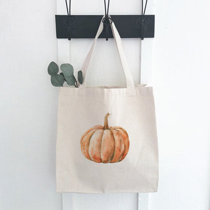 Watercolor Pumpkin - Customizable Autumn Canvas Tote Bag
