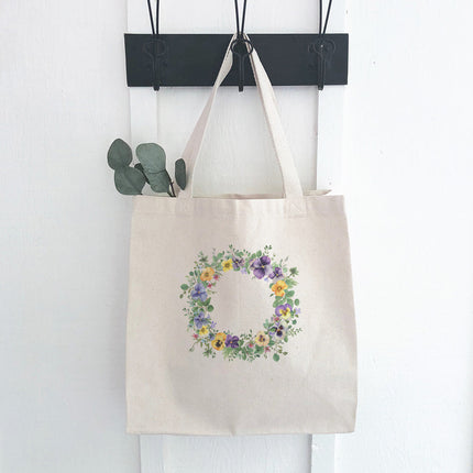 Spring Pansy Wreath - Spring Canvas Tote Bag