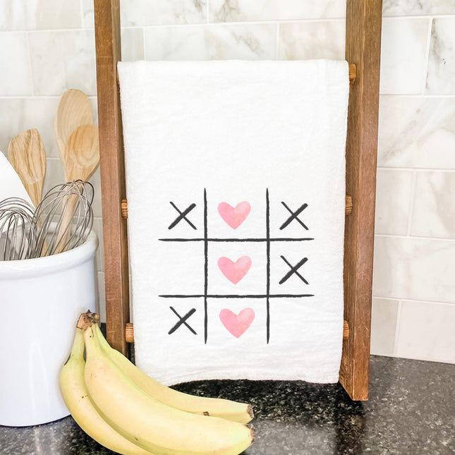 Tic Tac Toe Hearts - Valentine's Day Cotton Tea Towel