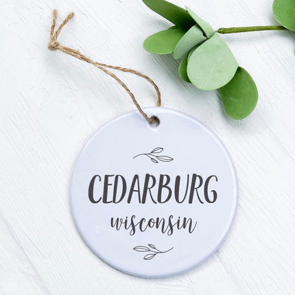 Leaf Framed City/State - Custom Ornament
