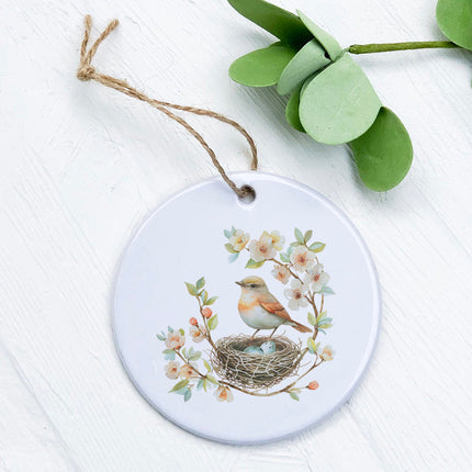 Robin in a Cherry Blossom - Spring Ornament