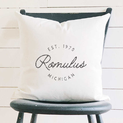 Vintage Script City w State EST - Custom Square Canvas Pillow