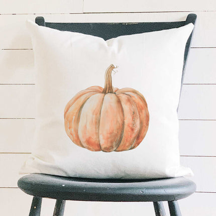 Watercolor Pumpkin - Customizable Autumn Square Canvas Pillow