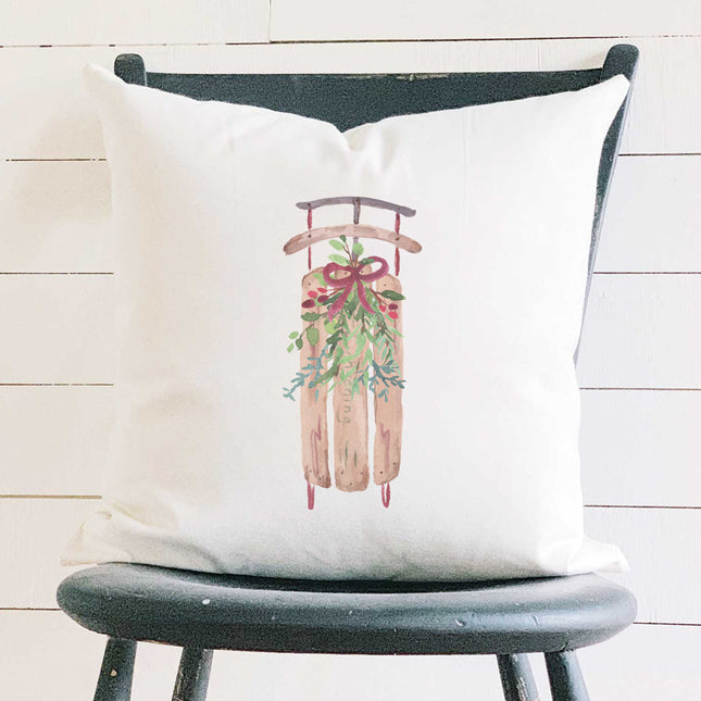 Sled with Mistletoe - Square Canvas Pillow