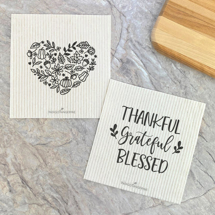 Fall Heart, Thankful  - 2pk Swedish Dish Cloth