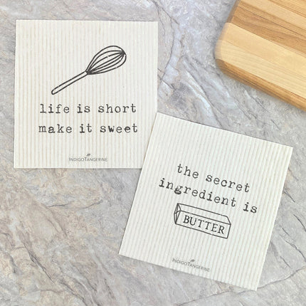 Life is Short, Secret Ingredient  - 2pk Swedish Dish Cloth