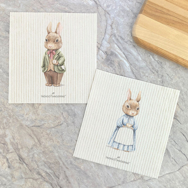 Fairytale Mr. and Ms. Rabbit  - 2pk Swedish Dish Cloth