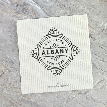 Vintage Flourish w/ City, State - Custom Swedish Dish Cloth