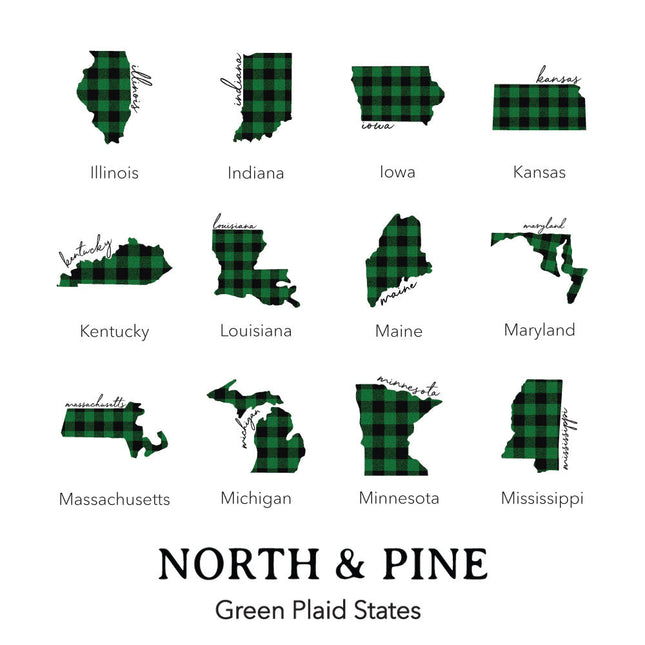Green Plaid State - Custom Square Canvas Pillow