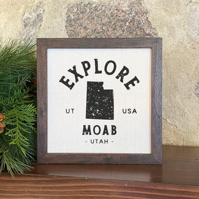 Explore State w/ City, State - Custom Framed Sign