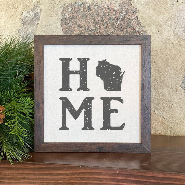 Distressed Home w/ State - Custom Framed Sign