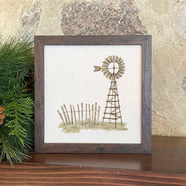Watercolor Weathervane Scene - Framed Sign