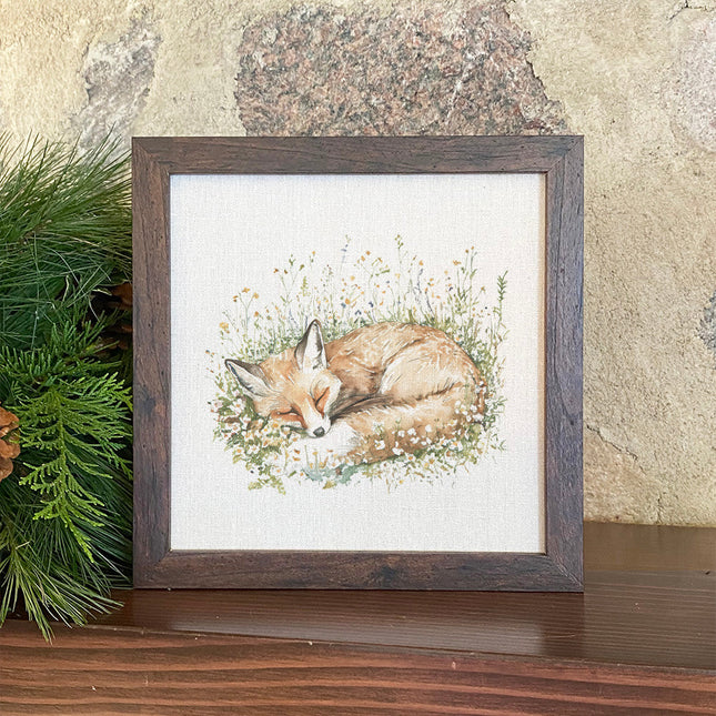 Sleeping Fox - Spring Framed Sign
