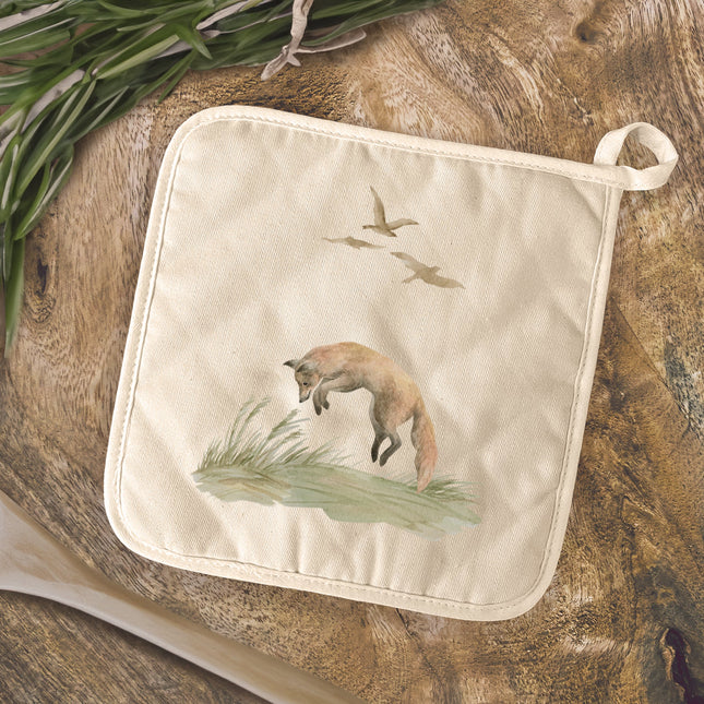 Watercolor Fox Scene - Cotton Pot Holder