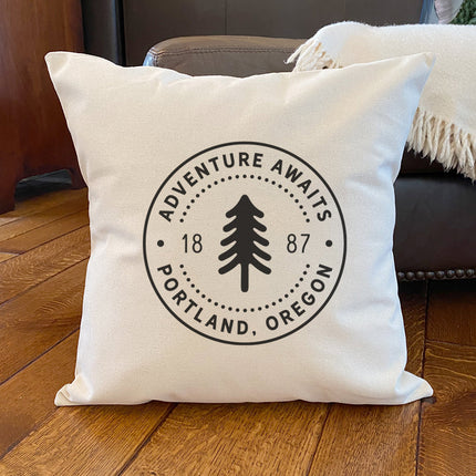 Tree Stamp w/ City, State - Custom Square Canvas Pillow