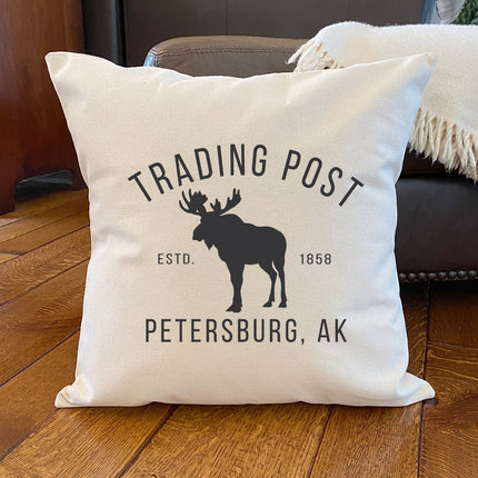 Trading Post w/ City, State - Custom Square Canvas Pillow