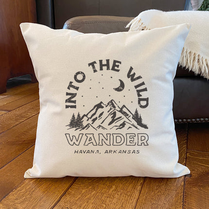 Into the Wild w/ City, State - Custom Square Canvas Pillow
