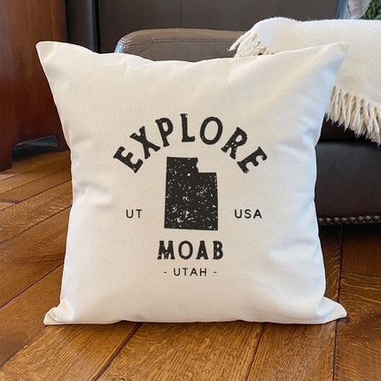Explore State w/ City, State - Custom Square Canvas Pillow