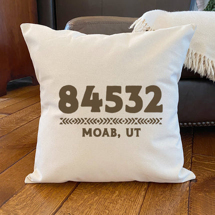 Western Zip Code w/ City State - Custom Square Canvas Pillow