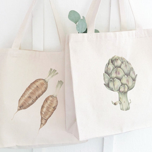 Assorted Artichoke & Carrot Designs - Canvas Tote Bags