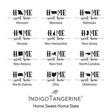 Home Sweet Home (with State) - Custom Rectangular Canvas Pillow