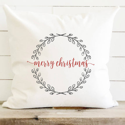 Merry Christmas Wreath - Square Canvas Pillow